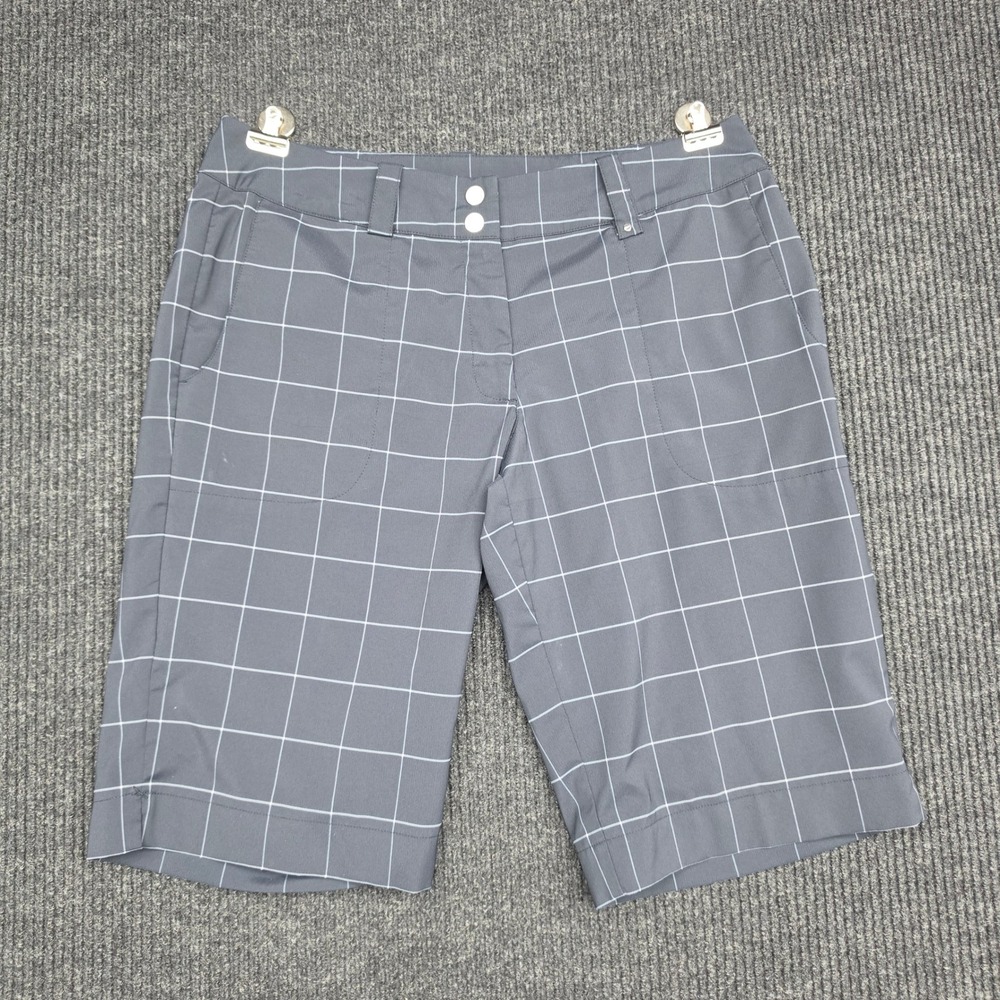 Nike Golf Dri-FIT Plaid Shorts Womens 10 Gray White Windowpane Performance